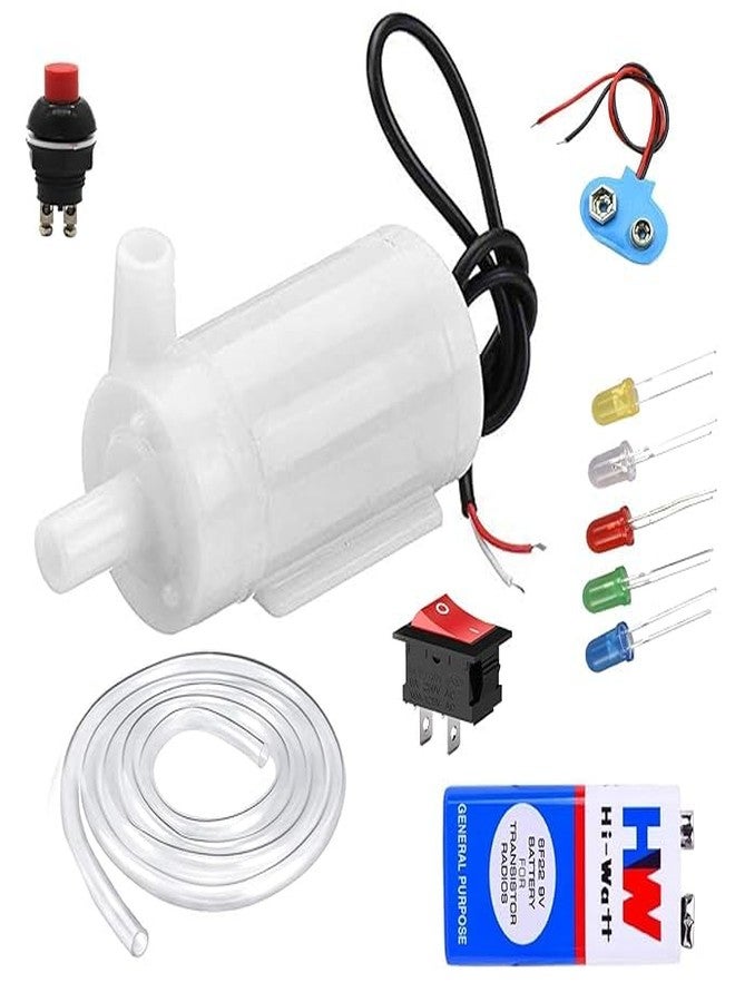 TESTIN ELECTRONICS Waterproof Mini Water Project DC Pump 3-9v Complete kit with Switch,Led, 9v and Pipe - Image 2